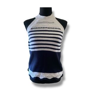 LOFT Striped Sleeveless Mock Neck Sweater